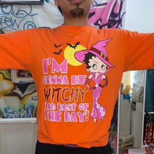 Vintage Betty Boop Witchy Halloween Graphic Unisex Tee Sz XXL EUC